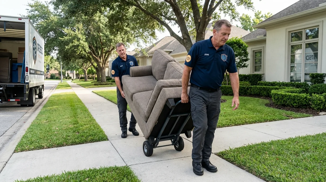 Local residential moving crew loading furniture in Northville, MI